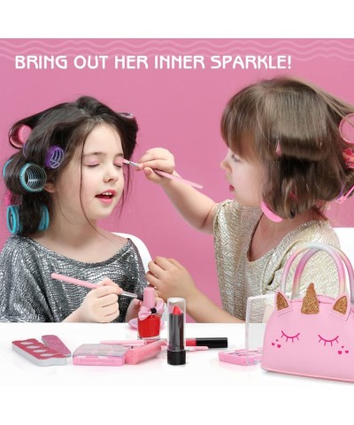 Kids Real Make Up Kit for Girls Washable Non Toxic Make Up Set Makeup for Kids 8-12 with Pink Unicorn Bag Pretend Play Set fo...