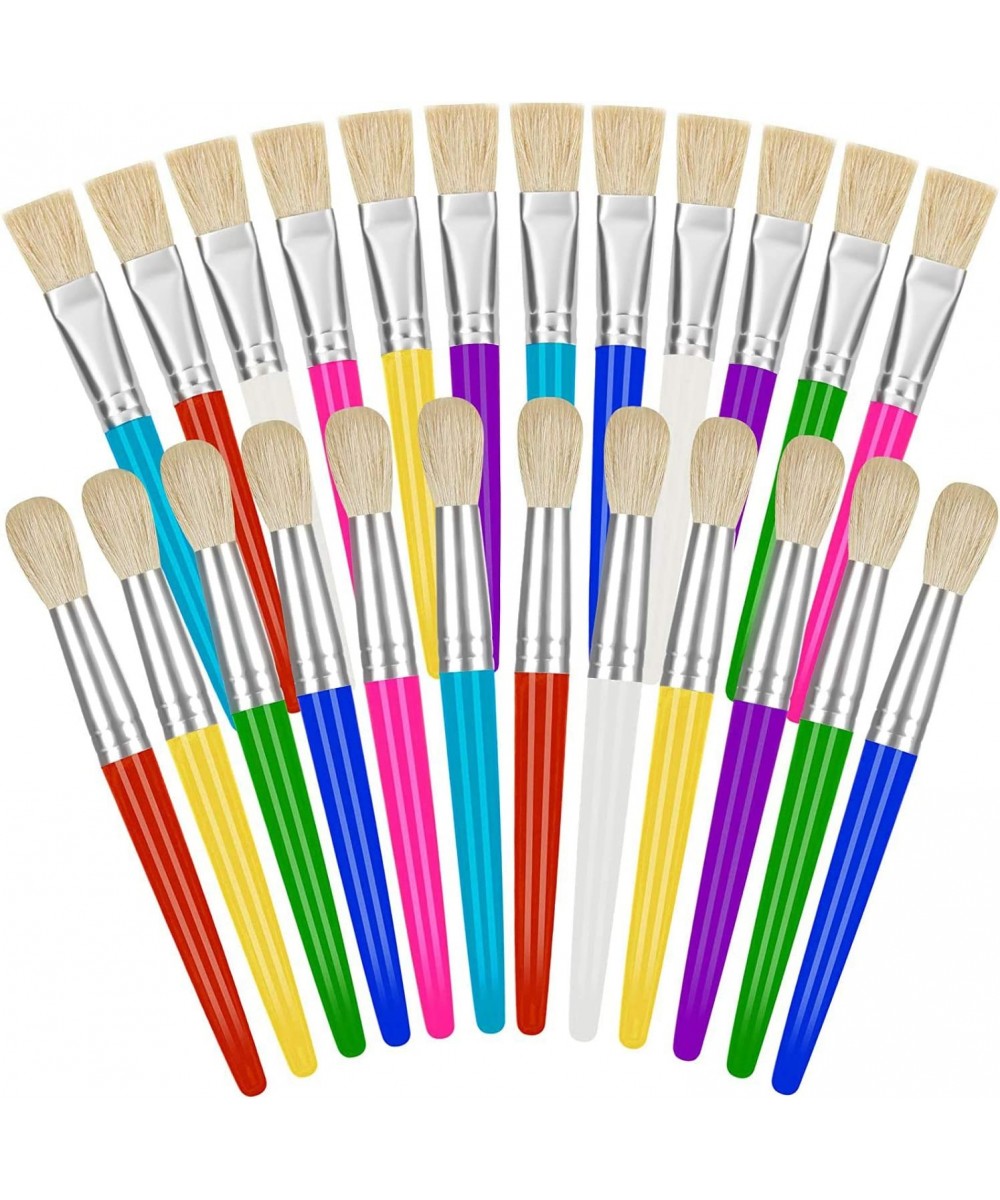 Toddler Paint Brushes 24 Pack Large Paint Brushes for Kids Bulk Easy to Clean & Grip Non Shedding Bristle Round and Flat Pres...