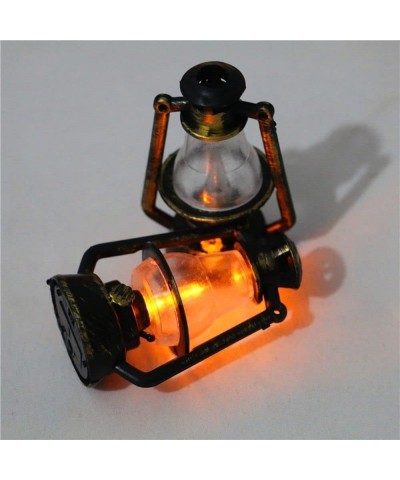 1Pc Miniature Lamps for Dollhouse Doll House Miniature Retro Oil Lantern Dollhouse Accessories Scene Ornaments(Type 2-with Li...