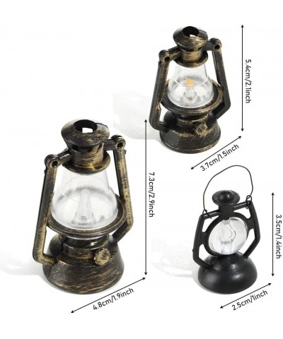 1Pc Miniature Lamps for Dollhouse Doll House Miniature Retro Oil Lantern Dollhouse Accessories Scene Ornaments(Type 2-with Li...