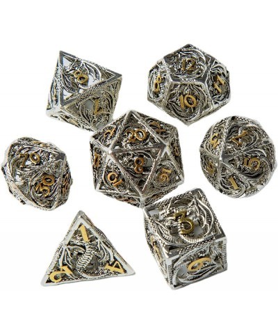 Hollow Metal DND Dice Set - Small Polyhedral-Sided Cubes D4 D8 D10 D12 & D20 - Steampunk Design Lightweight Copper Material -...