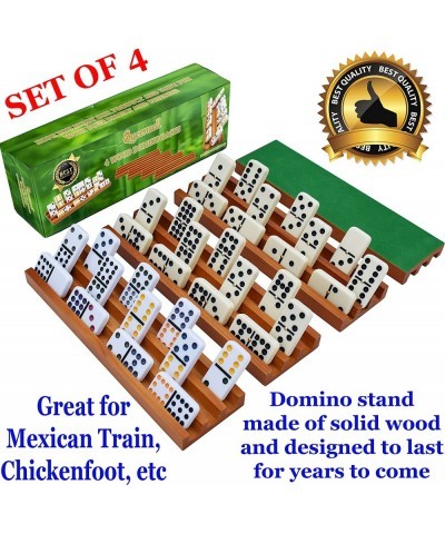 Domino Racks for Classic Board Games - Wooden Domino Holders Set of 4 - Mexican Train Dominoes Accessories - Domino Trays for...