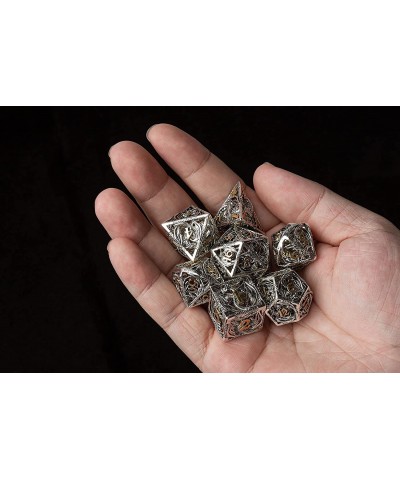 Hollow Metal DND Dice Set - Small Polyhedral-Sided Cubes D4 D8 D10 D12 & D20 - Steampunk Design Lightweight Copper Material -...