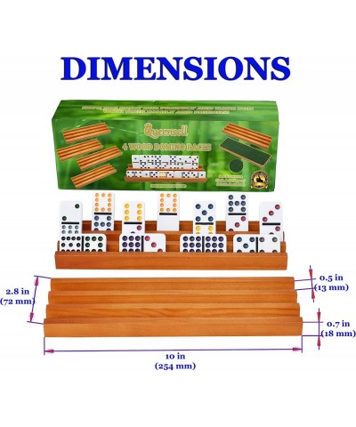 Domino Racks for Classic Board Games - Wooden Domino Holders Set of 4 - Mexican Train Dominoes Accessories - Domino Trays for...