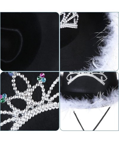 3pcs Cowboy Hat Crown Tiara Felt Cowgirl Hat with Feather Trim Cowboy Dress Up Hat Bandana Sunglasses Western Party Hat $35.5...