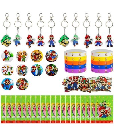 103PCS Mario Party Favors Alohelo Super Mario Birthday Party Supplies Kit Including 10 Bracelets 10 Keychains 10 Button Pins ...