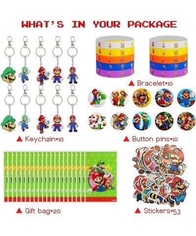 103PCS Mario Party Favors Alohelo Super Mario Birthday Party Supplies Kit Including 10 Bracelets 10 Keychains 10 Button Pins ...