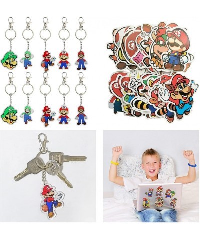 103PCS Mario Party Favors Alohelo Super Mario Birthday Party Supplies Kit Including 10 Bracelets 10 Keychains 10 Button Pins ...