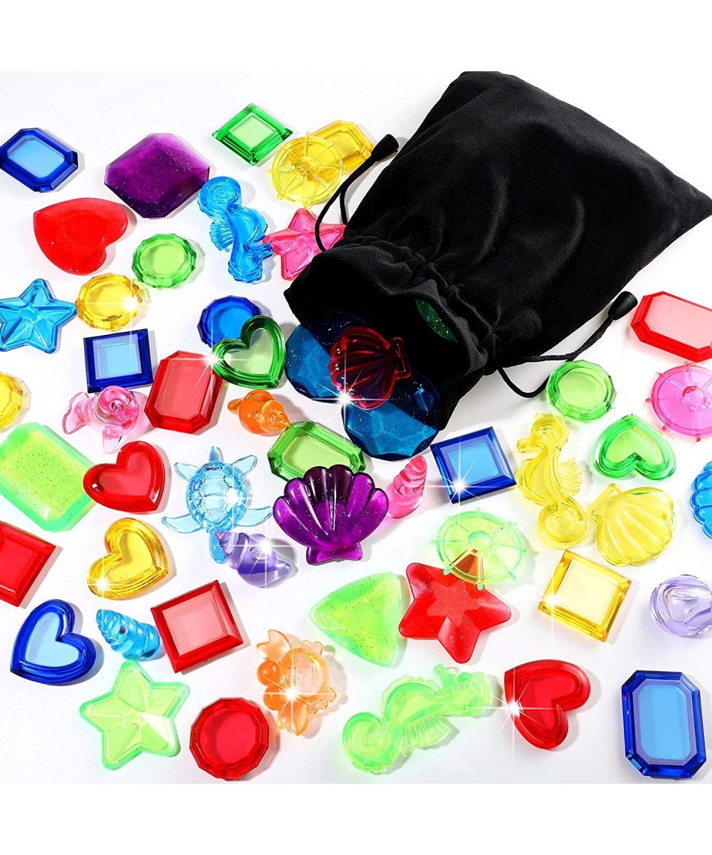 52 Pieces Sinking Dive Gem Pool Toy Set Colorful Big Diving Gems Dive Crystals Summer Underwater Swimming Toy Set with Velvet...