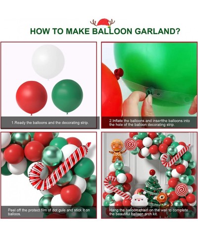 Christmas Balloons Garland Arch Kit 77 Pcs Red Green White Balloons with Candy Elk Santa Claus Mylar Balloons for Candy Theme...