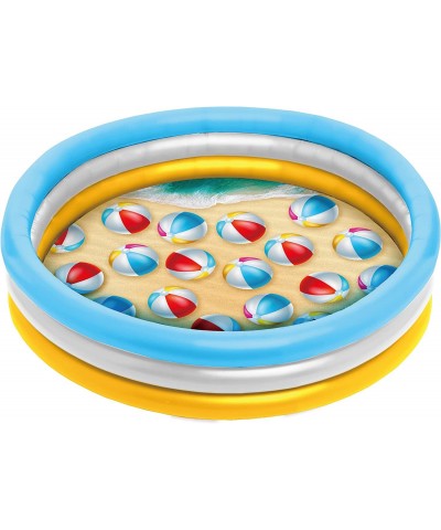 3 Ring Inflatable Pool - Kiddie Pool Floats 51" with Beach Ball Design - Kids Pool Round 3 Ring Pool for Summer Outside Backy...