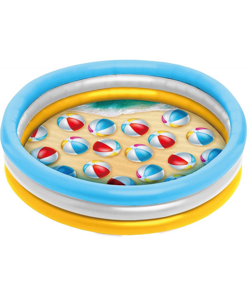 3 Ring Inflatable Pool - Kiddie Pool Floats 51" with Beach Ball Design - Kids Pool Round 3 Ring Pool for Summer Outside Backy...