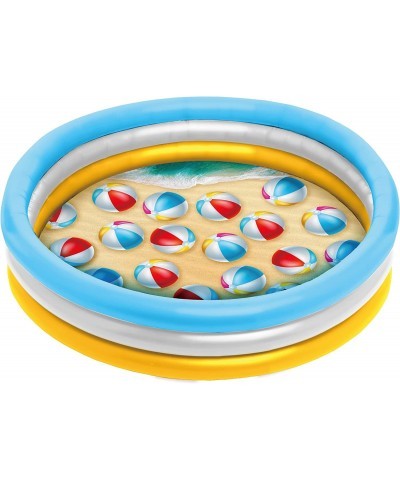 3 Ring Inflatable Pool - Kiddie Pool Floats 51" with Beach Ball Design - Kids Pool Round 3 Ring Pool for Summer Outside Backy...