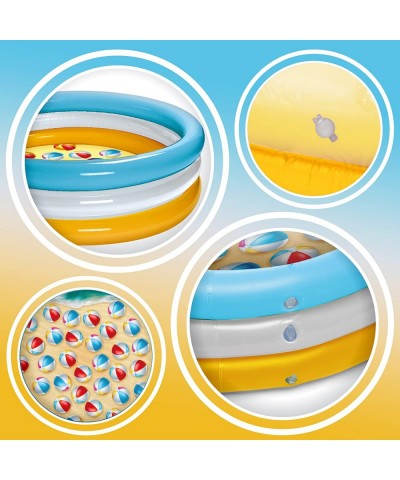 3 Ring Inflatable Pool - Kiddie Pool Floats 51" with Beach Ball Design - Kids Pool Round 3 Ring Pool for Summer Outside Backy...