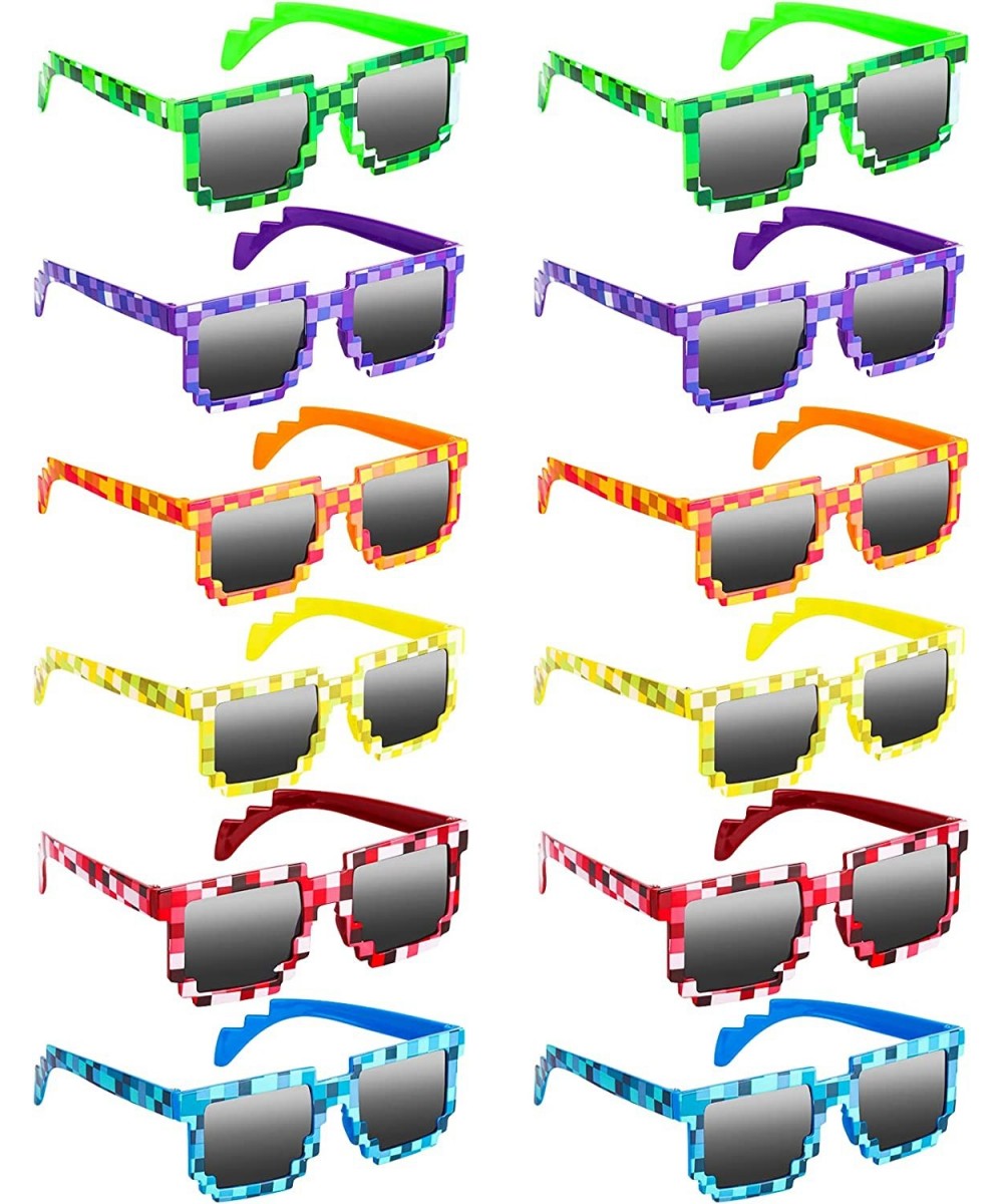 12 Pcs Party Glasses 8-Bit Pixel Sunglasses for Kids Toddler Pixelated Glasses Miner Party Favors Photo Props Glasses Eyewear...