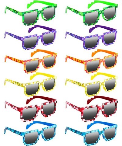 12 Pcs Party Glasses 8-Bit Pixel Sunglasses for Kids Toddler Pixelated Glasses Miner Party Favors Photo Props Glasses Eyewear...