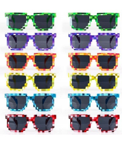 12 Pcs Party Glasses 8-Bit Pixel Sunglasses for Kids Toddler Pixelated Glasses Miner Party Favors Photo Props Glasses Eyewear...