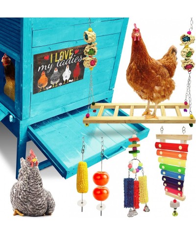 WIDE Chicken Swing - Chicken Coop Accessories 6 pack Chicken Toys – with Xylophone Chicken Swing Vegetable Hanging Chicken Fe...