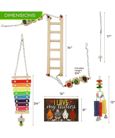 WIDE Chicken Swing - Chicken Coop Accessories 6 pack Chicken Toys – with Xylophone Chicken Swing Vegetable Hanging Chicken Fe...