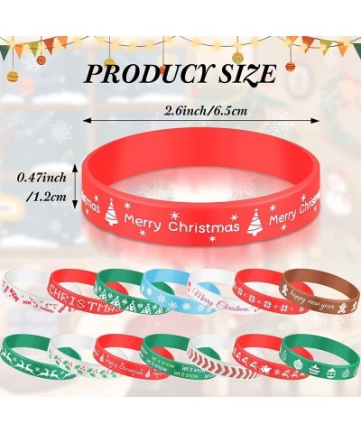 42 Pieces Christmas Silicone Bracelets Christmas Wristbands Colored Christmas Party Bracelets Assorted Unisex Wrist Bands for...