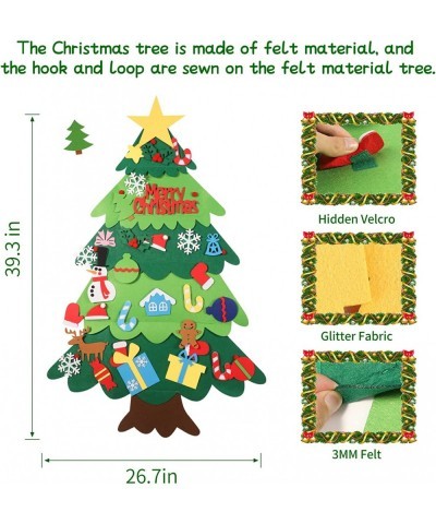 Kids Felt Toy Montessori DIY Christmas Tree Makeup with 32pcs Detachable Reusable Ornaments Hands-on Practice for Children To...