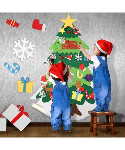 Kids Felt Toy Montessori DIY Christmas Tree Makeup with 32pcs Detachable Reusable Ornaments Hands-on Practice for Children To...