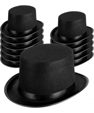 12 Pcs Black Felt Top Hats Satin Magician Hat Unisex Formal Costume Top Hat Black Novelty Circus Hat for Men Women Dress Up F...