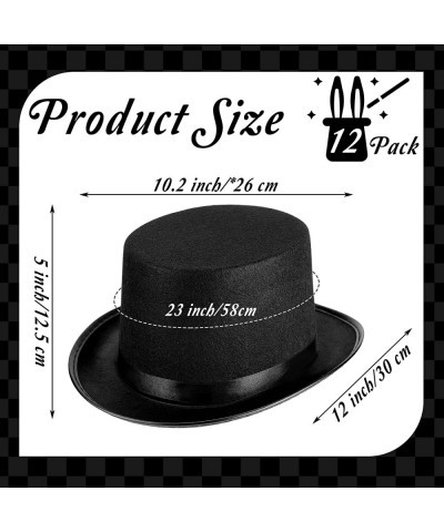 12 Pcs Black Felt Top Hats Satin Magician Hat Unisex Formal Costume Top Hat Black Novelty Circus Hat for Men Women Dress Up F...