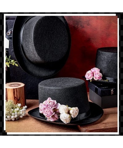 12 Pcs Black Felt Top Hats Satin Magician Hat Unisex Formal Costume Top Hat Black Novelty Circus Hat for Men Women Dress Up F...