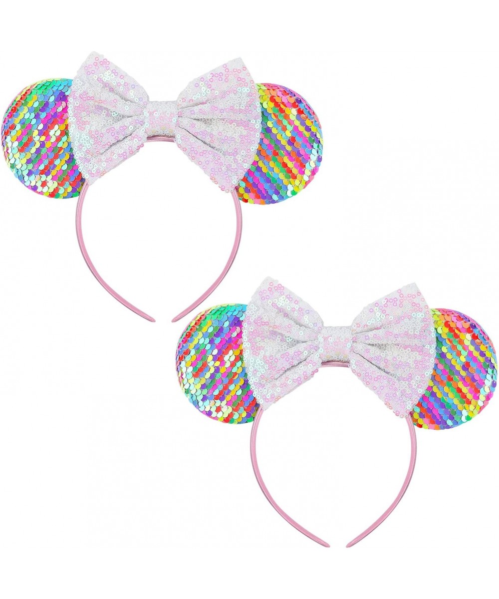 2 Pcs Minnie Ears Rainbow Sequins Headbands Minnie Mouse Ears Mickey Mouse Ears for Women Girls Kids Adult Mommy $25.39 Kids'...