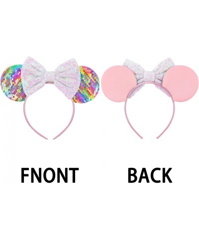 2 Pcs Minnie Ears Rainbow Sequins Headbands Minnie Mouse Ears Mickey Mouse Ears for Women Girls Kids Adult Mommy $25.39 Kids'...