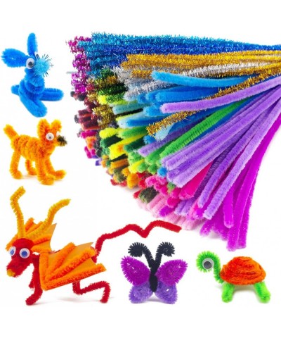 Pipe Cleaners Crafts Supplies Set 500 PCS Pipe Cleaners Googly Eyes Pom-Poms Wooden Sticks Construction Paper Glitter Paper T...