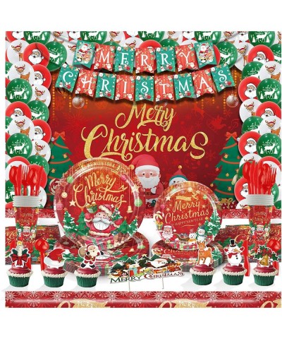 christmas party supplies Serves 24 - christmas paper plates and napkins heavy duty Complete Pack Includes Xmas Paper Plates a...