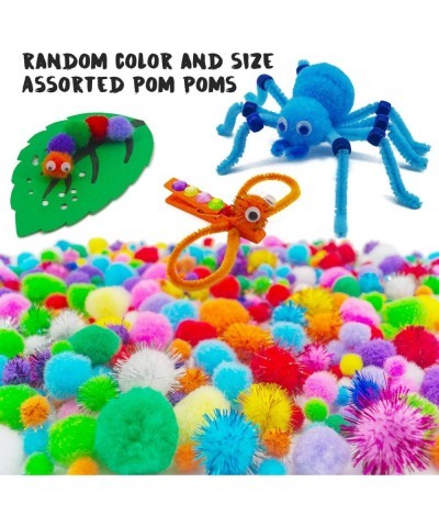 Pipe Cleaners Crafts Supplies Set 500 PCS Pipe Cleaners Googly Eyes Pom-Poms Wooden Sticks Construction Paper Glitter Paper T...