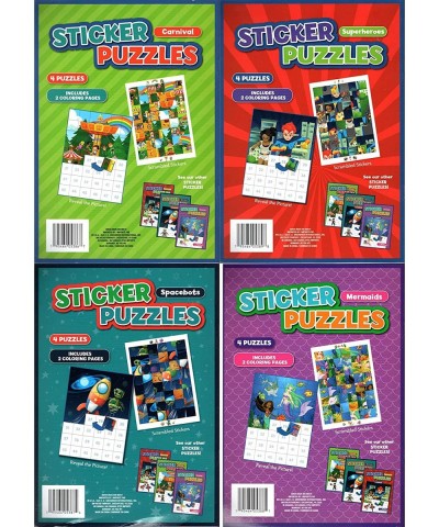 Activity Books for Kids: Sticker Puzzles - Mermaids Space-Bots Superheroes Carnival - (Set of 4 Books) $27.81 Kids' Stickers