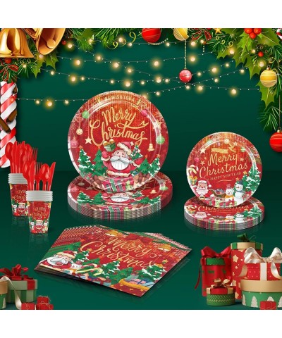 christmas party supplies Serves 24 - christmas paper plates and napkins heavy duty Complete Pack Includes Xmas Paper Plates a...