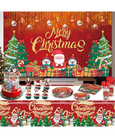 christmas party supplies Serves 24 - christmas paper plates and napkins heavy duty Complete Pack Includes Xmas Paper Plates a...