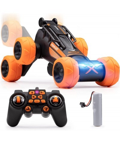 Atomic X Remote Control Car for Kids - 6 Wheeled RC Stunt Car Toy LED Double Sided 360 Flips Rotating RC Crawler Wheels 2.4 G...