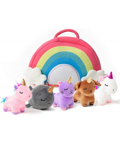 Pixie Crush Unicorn Toys Stuffed Animal Gift Plush Set with Rainbow Case – 5 Piece Stuffed Animals with 2 Unicorns Kitty Pupp...