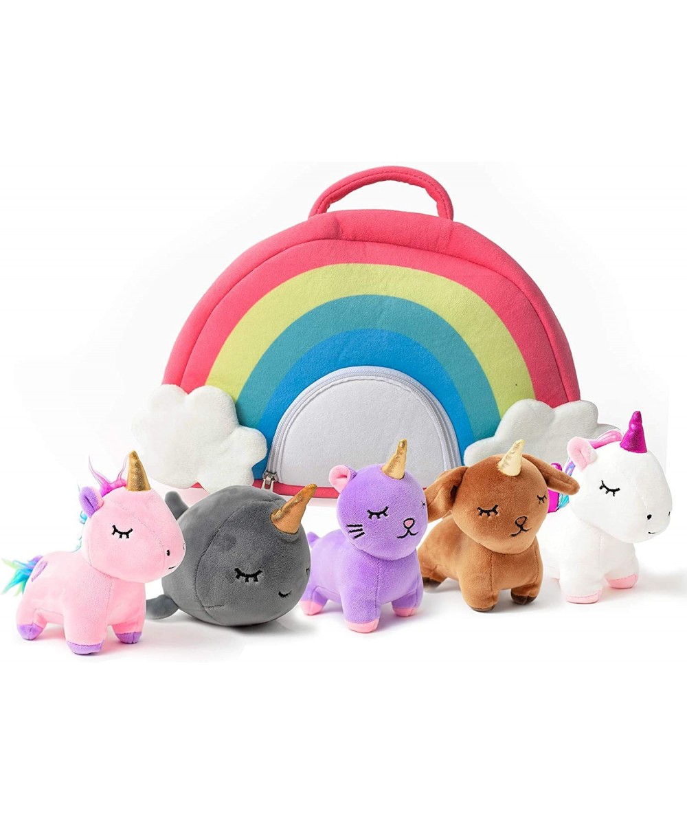 Pixie Crush Unicorn Toys Stuffed Animal Gift Plush Set with Rainbow Case – 5 Piece Stuffed Animals with 2 Unicorns Kitty Pupp...