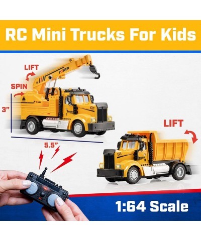 Mini Construction RC Trucks for Kids - 2 Pack Remote Control Construction Trucks Set with Mini Toy Crane RC Truck and Mini Du...