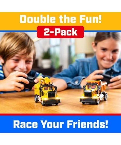 Mini Construction RC Trucks for Kids - 2 Pack Remote Control Construction Trucks Set with Mini Toy Crane RC Truck and Mini Du...