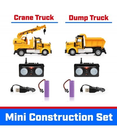 Mini Construction RC Trucks for Kids - 2 Pack Remote Control Construction Trucks Set with Mini Toy Crane RC Truck and Mini Du...