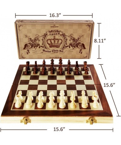 Upgraded Magnetic Chess Set 15" Tournament Staunton Wooden Chess Board Game Set with Crafted Chesspiece & Storage Slots for K...