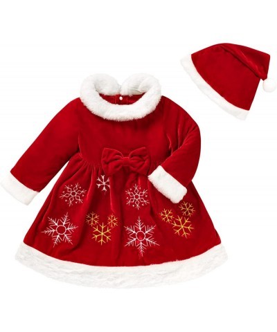 Toddler Baby Girl Christmas Dress Velvet Santa Long Sleeve Dress with Hat 2PCS Xmas Costumes $37.76 Kids' Costumes