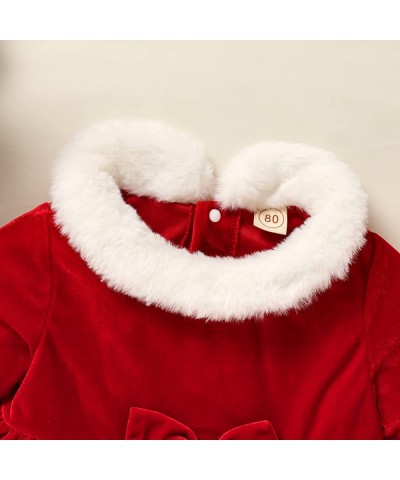 Toddler Baby Girl Christmas Dress Velvet Santa Long Sleeve Dress with Hat 2PCS Xmas Costumes $37.76 Kids' Costumes