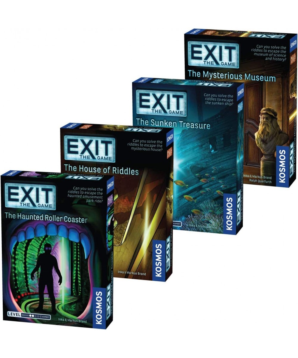 EXIT: The Game 4-Pack Escape Room | Beginner Bundle | Haunted Roller Coaster Sunken Treasure Mysterious Museum House of Riddl...