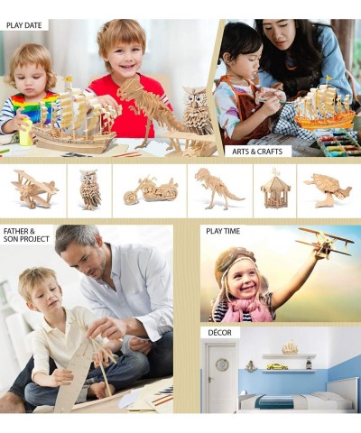 3D Puzzle Ancient Sailboat Wood Craft Construction Model Kit Unique & Educational DIY Wooden Toy Assemble Model Unfinished Cr...