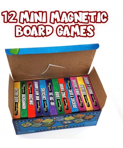 Mini Magnetic Board Games - Set of 12 Individually Packaged Travel Games - Checkers Chess Solitaire Tic Tac Toe and Much More...