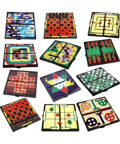 Mini Magnetic Board Games - Set of 12 Individually Packaged Travel Games - Checkers Chess Solitaire Tic Tac Toe and Much More...